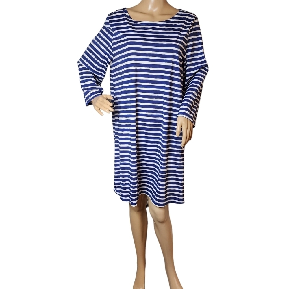 AQUA ET SOL longsleeve swim Coverup dress. ‎ Blue white stripe. Size XL